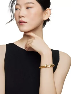 Buckle Cablespira® Bracelet In 18k Yellow Gold With Rubies And Diamonds, 9mm