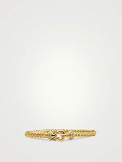 Buckle Cablespira® Bracelet In 18k Yellow Gold With Diamonds, 5mm