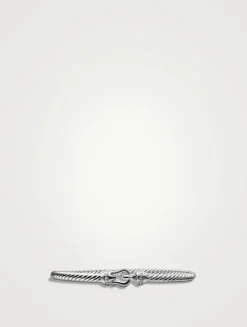 Buckle Cablespira® Bracelet In 18k White Gold With Diamonds, 3.5mm