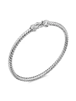 Buckle Cablespira® Bracelet In 18k White Gold With Diamonds, 3.5mm