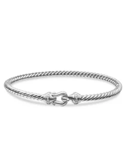 Buckle Cablespira® Bracelet In 18k White Gold With Diamonds, 3.5mm