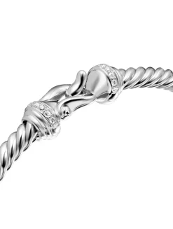Buckle Cablespira® Bracelet In 18k White Gold With Diamonds, 3.5mm