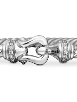 Buckle Cablespira® Bracelet In 18k White Gold With Diamonds, 3.5mm