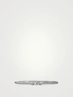 Buckle Classic Cable Bracelet In Sterling Silver With Diamonds, 3mm