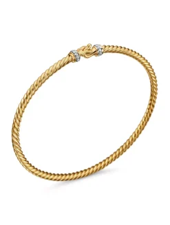 Buckle Classic Cable Bracelet In 18k Yellow Gold With Diamonds, 2.6mm