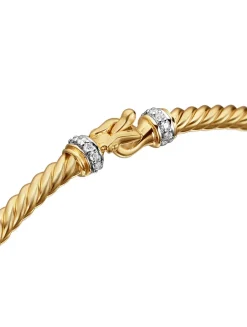 Buckle Classic Cable Bracelet In 18k Yellow Gold With Diamonds, 2.6mm