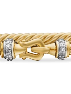 Buckle Classic Cable Bracelet In 18k Yellow Gold With Diamonds, 2.6mm