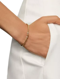 Buckle Classic Cable Bracelet In 18k Yellow Gold With Diamonds, 2.6mm