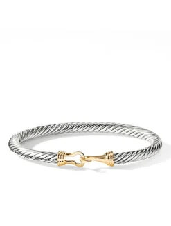 Buckle Classic Cable Bracelet In Sterling Silver With 14k Yellow Gold, 5mm