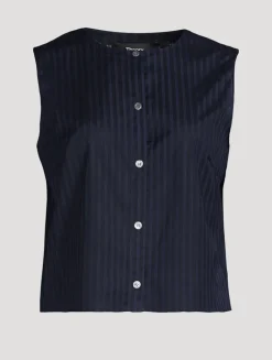 Button-Front Sleeveless Shirt