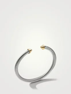 Cable Classics Bracelet In Sterling Silver With 14k Yellow Gold Domes