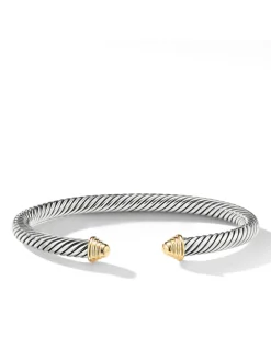 Cable Classics Bracelet In Sterling Silver With 14k Yellow Gold Domes