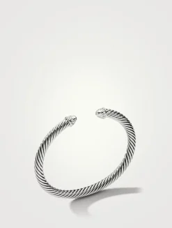 Cable Classics Bracelet In Sterling Silver With Pavé Diamonds