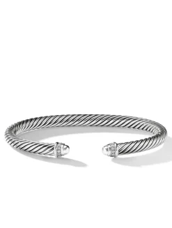 Cable Classics Bracelet In Sterling Silver With Pavé Diamonds