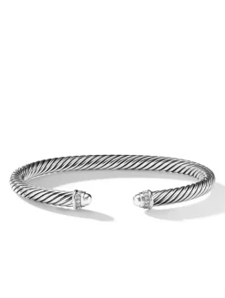 Cable Classics Bracelet In Sterling Silver With Pavé Diamonds