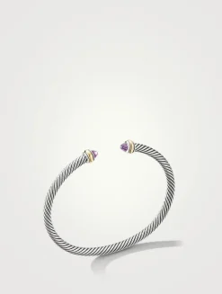 Cable Classics Bracelet In Sterling Silver With Amethyst And 18k Yellow Gold
