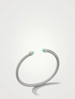 Cable Classics Bracelet In Sterling Silver With Turquoise And 18k Yellow Gold