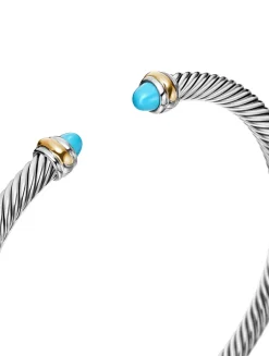 Cable Classics Bracelet In Sterling Silver With Turquoise And 18k Yellow Gold