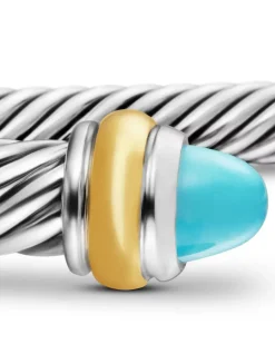 Cable Classics Bracelet In Sterling Silver With Turquoise And 18k Yellow Gold