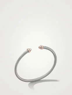 Cable Classics Bracelet In Sterling Silver With Morganite And 18k Rose Gold