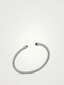 Cable Classics Bracelet In Sterling Silver With Black Onyx And Pavé Diamonds