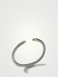 Cable Classics Bracelet In Sterling Silver With Blue Topaz And 14k Yellow Gold