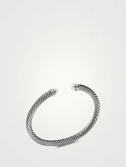 Cable Classics Bracelet In Sterling Silver With Pearls And Pavé Diamonds