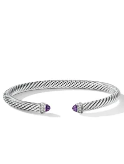 Cable Classics Bracelet In Sterling Silver With Pearls And Pavé Diamonds