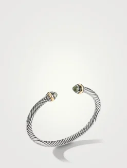Cable Classics Bracelet In Sterling Silver With Prasiolite And 14k Yellow Gold