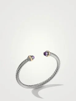 Cable Classics Bracelet In Sterling Silver With Amethyst And 14k Yellow Gold
