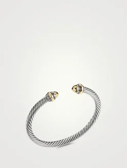 Cable Classics Bracelet In Sterling Silver With 14k Yellow Gold Domes