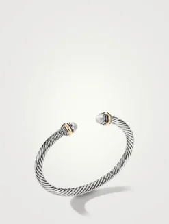Cable Classics Bracelet In Sterling Silver With Pearls And 14k Yellow Gold