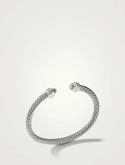 Cable Classics Bracelet In Sterling Silver With Prasiolite And Pavé Diamonds