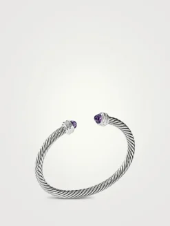 Cable Classics Bracelet In Sterling Silver With Amethyst And Pavé Diamonds