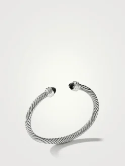 Cable Classics Bracelet In Sterling Silver With Black Onyx And Pavé Diamonds