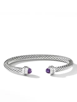 Cable Classics Bracelet In Sterling Silver With Black Onyx And Pavé Diamonds