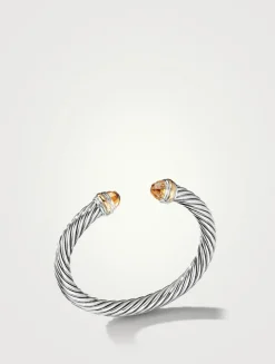 Cable Classics Bracelet In Sterling Silver With Citrine And 14k Yellow Gold