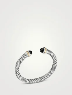 Cable Classics Bracelet In Sterling Silver With Black Onyx And 14k Yellow Gold