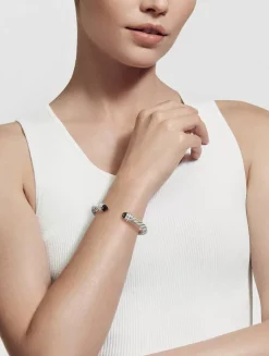 Cable Classics Bracelet In Sterling Silver With Pearls And Pavé Diamonds