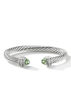 Cable Classics Bracelet In Sterling Silver With Pearls And Pavé Diamonds