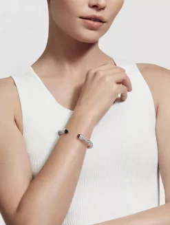 Cable Classics Bracelet In Sterling Silver With Pearls And Pavé Diamonds