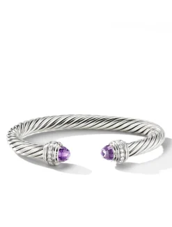 Cable Classics Bracelet In Sterling Silver With Pearls And Pavé Diamonds