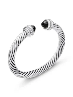 Cable Classics Bracelet In Sterling Silver With Pearls And Pavé Diamonds