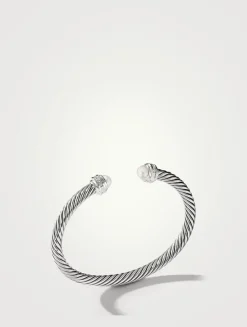 Cable Classics Bracelet In Sterling Silver With Pearls And Pavé Diamonds