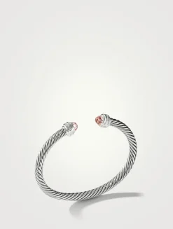 Cable Classics Bracelet In Sterling Silver With Morganite And Pavé Diamonds