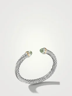 Cable Classics Bracelet In Sterling Silver With Prasiolite And 14k Yellow Gold