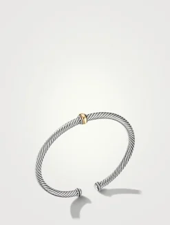 Cable Classics Center Station Bracelet In Sterling Silver With 18k Yellow Gold
