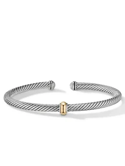 Cable Classics Center Station Bracelet In Sterling Silver With 18k Yellow Gold