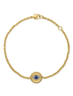 Cable Collectibles® Evil Eye Bracelet In 18k Yellow Gold With Pavé Sapphires And Diamonds, 2mm