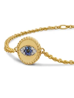 Cable Collectibles® Evil Eye Bracelet In 18k Yellow Gold With Pavé Sapphires And Diamonds, 2mm